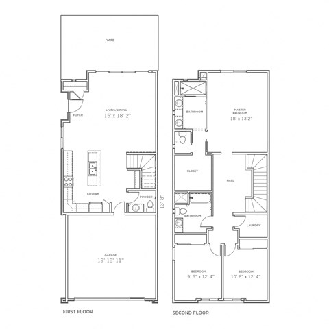 Floor plan for 3 beds, 2.5 baths, 1819 sqft